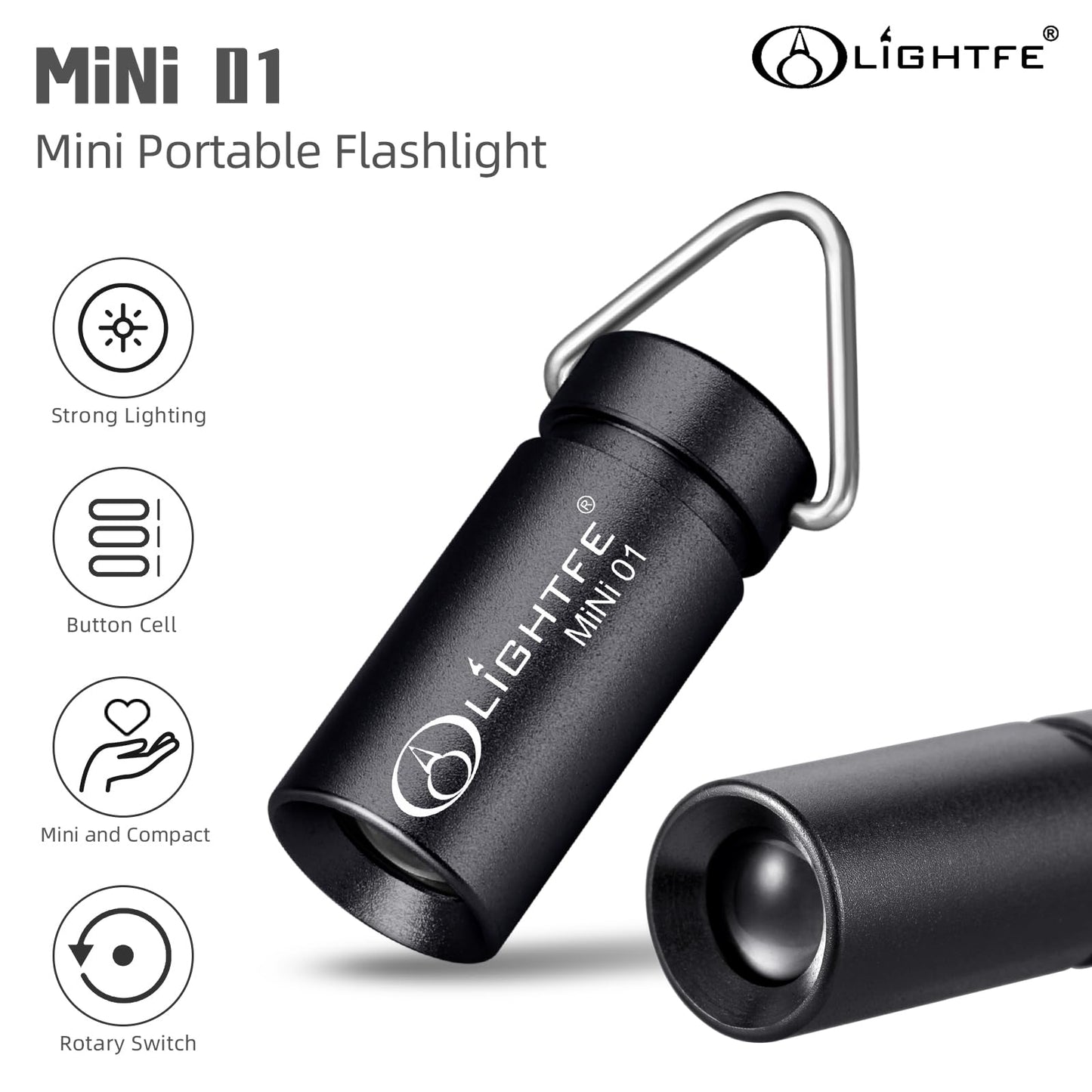 LIGHTFE MINI01 Keychain Flashlight mini Keychain Light is Light, Small, and Bright (Mini01 Black)
