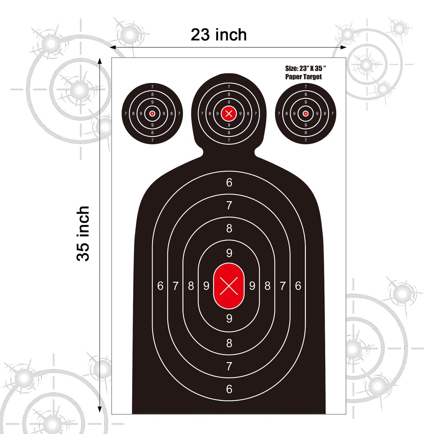 Meruzy 23x35 Inch Silhouette Shooting Targets - 15 Pack Reactive Paper Targets with Instant Hit Visibility for Indoor/Outdoor Pistol, Rifle, BB Guns, Airgun Practice