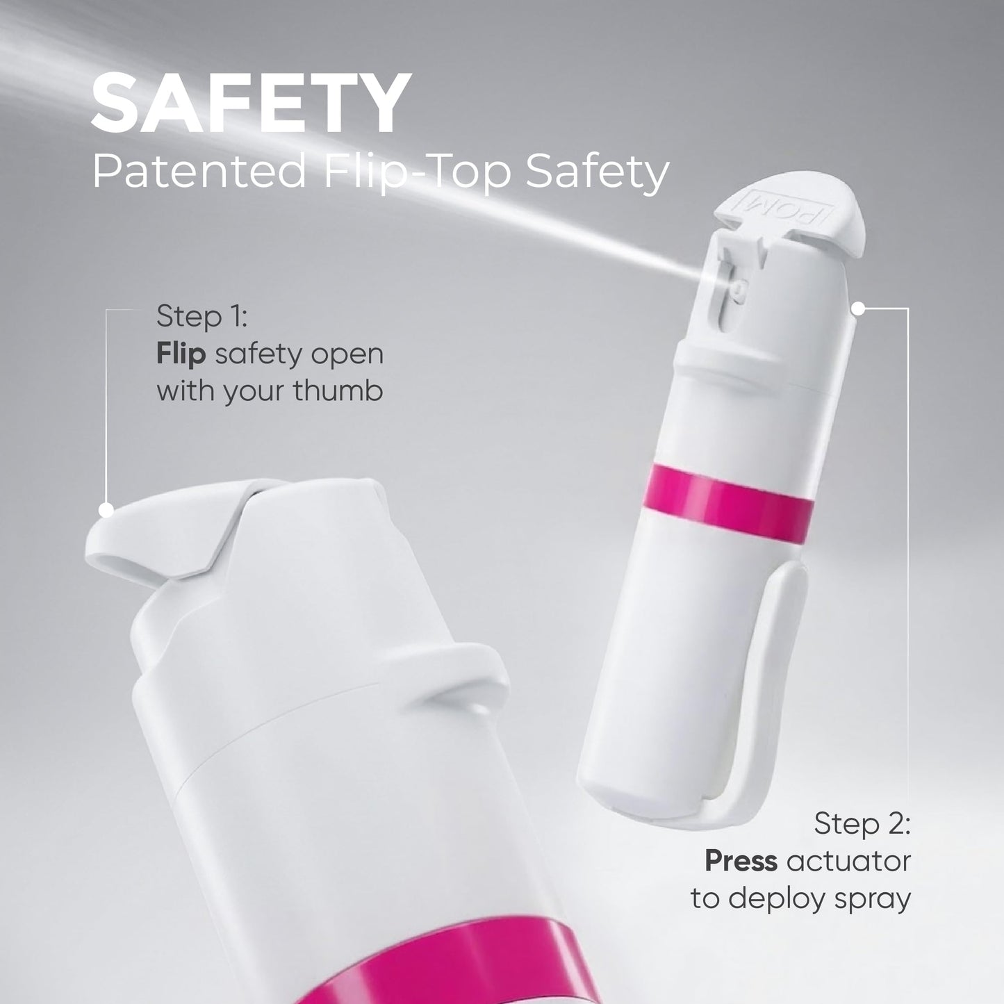 POM Pepper Spray Pocket Clip, Quick Flip Top Safety, Maximum Strength OC Formula with UV Marking Dye, Safe Compact and Tactical Design for Everyday Carry, 25 Bursts, 10 ft Range, 0.5 fl oz