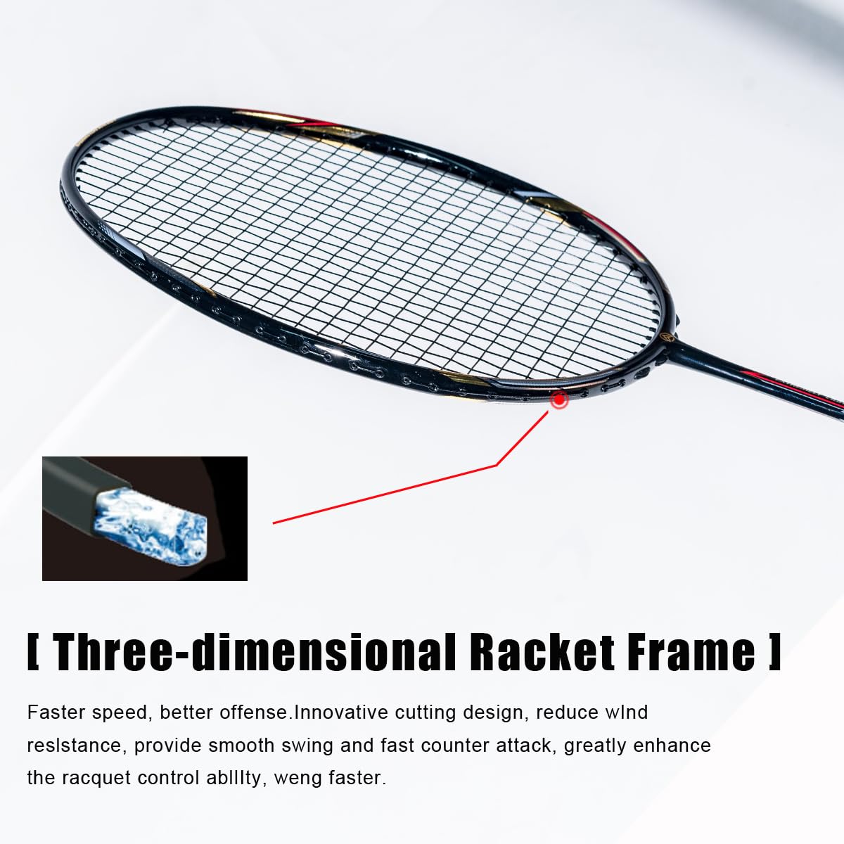 ALPSPORT ALP-188 Air 10U G5 Super Light Professional Full Carbon Fiber Badminton Rackets Set of 2, Graphite Padel Badminton Racquets for Outdoor Backyard Sports Including 1 Carrying Bag (Black)