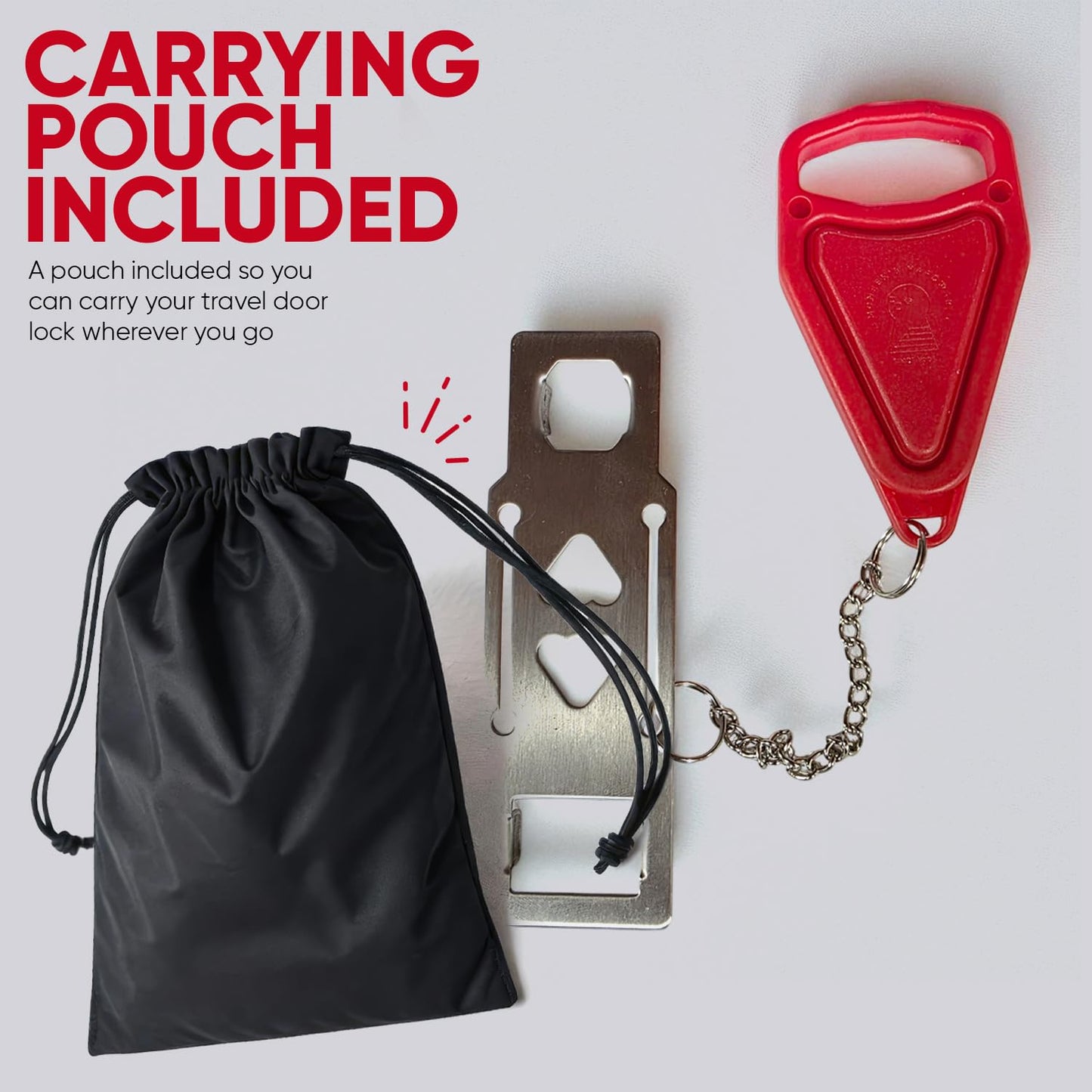 Portable Door Lock Extra Security Essential Safety & Privacy Travel Lockdown, Prevent Entry Stopper, Protect Family While Traveling Home Bedroom Hotel Apartment College (1 Red)