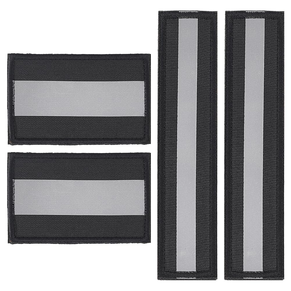 WEBEEDY 4PCS Reflective Safety Patches Hook and Loop Fastener Safety Patches for Vest Backpack Night Sportsperson, Worker, Hiker, Dog Vest, Firefighter Rescue Police, 2 Sizes