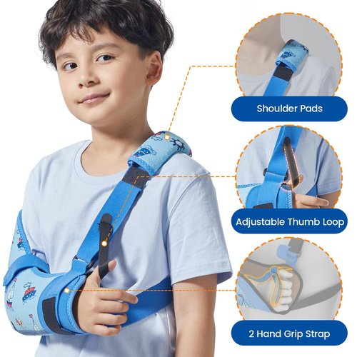 Willcom Kids Arm Shoulder Sling with Waist Strap, Immobilizer Brace Support for Broken Arm, Collarbone, Elbow, Wrist (Comfort Version, Right, XXS,19-23.5 inch)