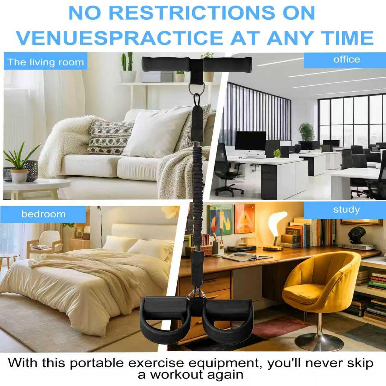 Upgraded Pedal Resistance Band with Handle - Fashion Puller Exercise Tool, Thickened Built-in Latex Tube Pedal Resistance Device & Soft Nitrile Rubber Anti-Slip Footrest for The Core/Arms (Black)