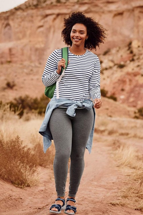Lands' End Women's Knit Leggings - Comfortable Mid Rise Design | Versatile Starfish Style