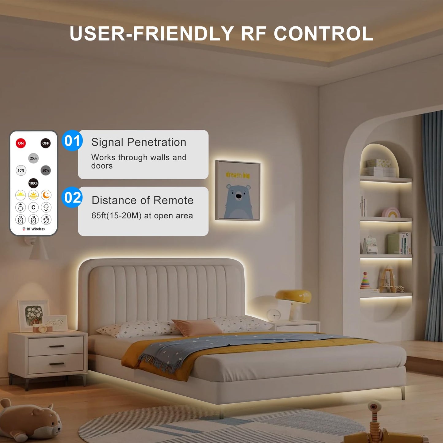 Olaholii 16.4ft COB LED Strip Light with Remote, 3000K Dimmable Bright Warm White Led COB Strip Light, White Continuous Led Strip Light for Mirror, Stair, Cabinet, Room