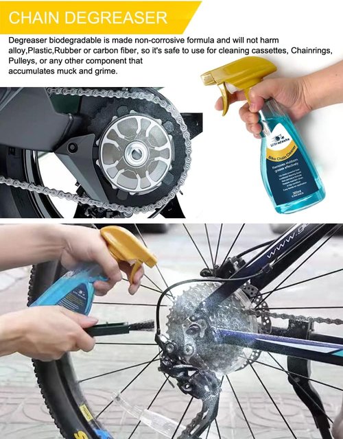 Bike Chain Lubricant Oil & Cleaner Set | 2oz Wet Lube & 19oz Degreaser with Chain Scrubber Tool