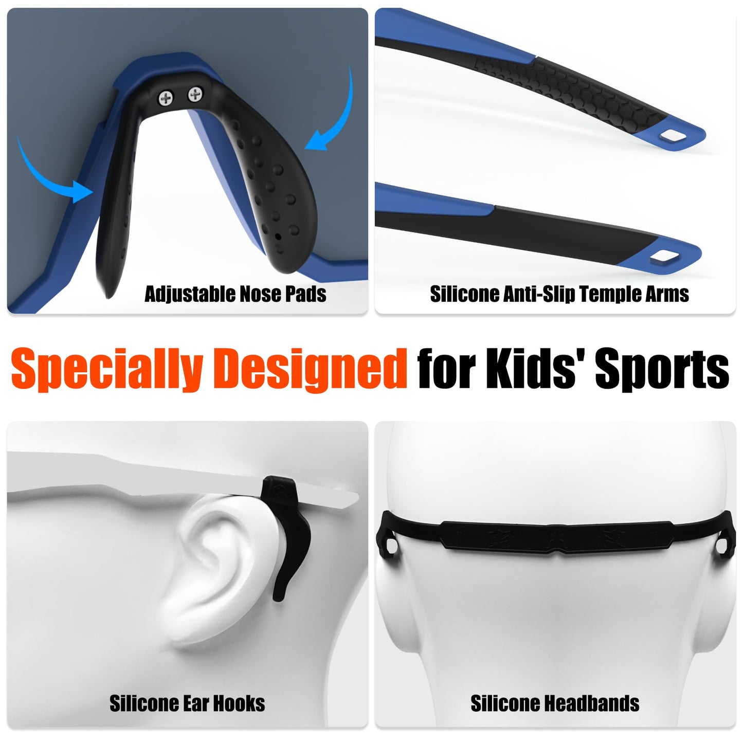 X-TIGER Kids Sunglasses Polarized Youth Baseball Sunglasses for 8-14 boys girls UV400 Sports Softball Cycling Glasses