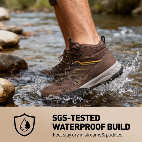 Men's Waterproof Hiking Boots - All-Terrain Breathable Ankle Support Trekking Shoes, Lightweight Anti-Slip Trail Boots for Backpacking, Camping & Technical Outdoor Adventures Brown/Tan/Orange Size 11