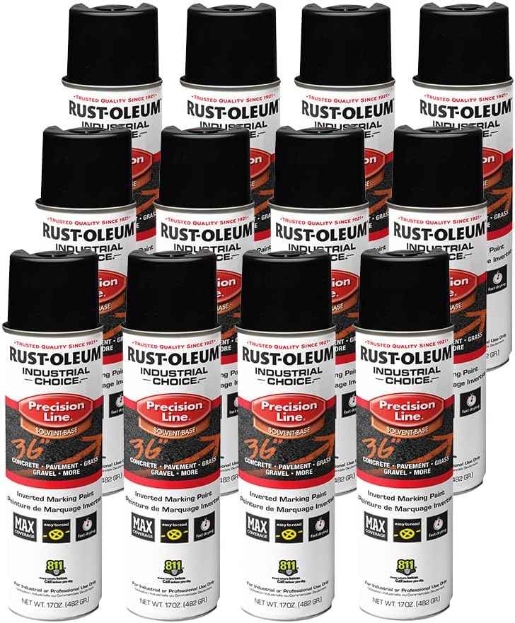 Fluorescent Orange Marking Spray Paint - Rust-Oleum 12 Pack, 17 Oz Inverted Solvent-Based