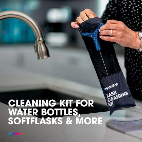HydraPak Flask Cleaning Kit - Bristle Brush and Drying Stand - BPA & PVC Free - Cleans Water Bottles, SoftFlasks, Coffee Mugs and More