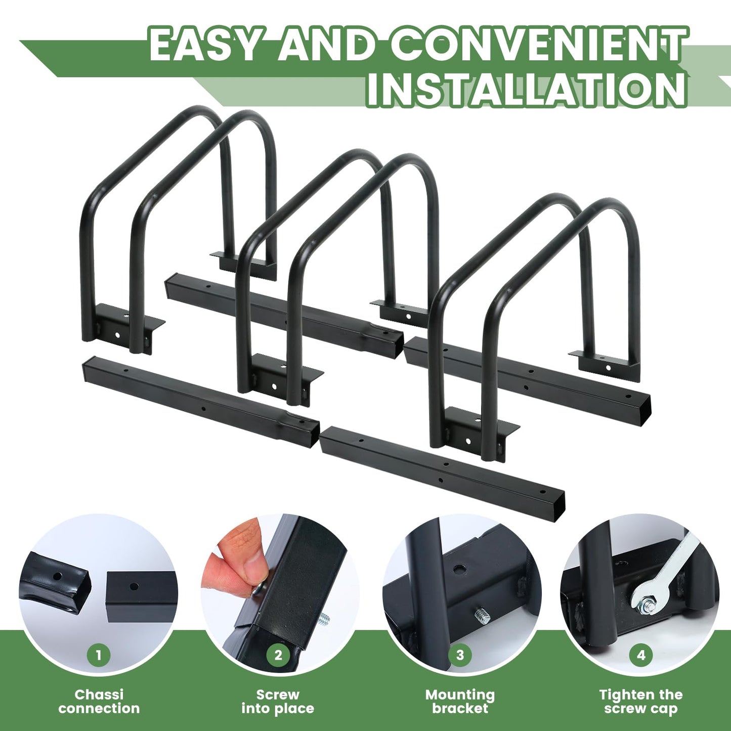 Auwey Bike Floor Rack Bike Floor Parking Bicycle Parking Rack Bike Storage Stand Bike Floor Stand Bicycle Storage Organizer for Mountain Bike, Road Bike Fit 22-28" Wheel Stand Tire Width 2.2"