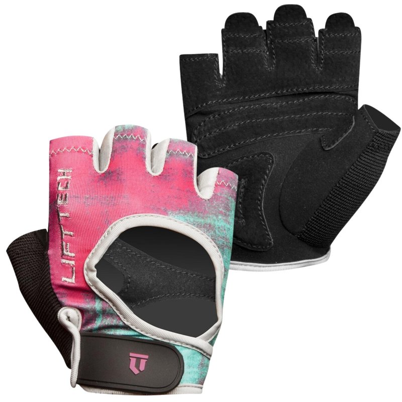 Lift Tech Fitness Elite Workout Gloves for Women - Gym Gloves for Women Into Weights, HIIT, Strength Training - Female Weightlifting Gloves with Full Palm Protection - Pink & Teal, L