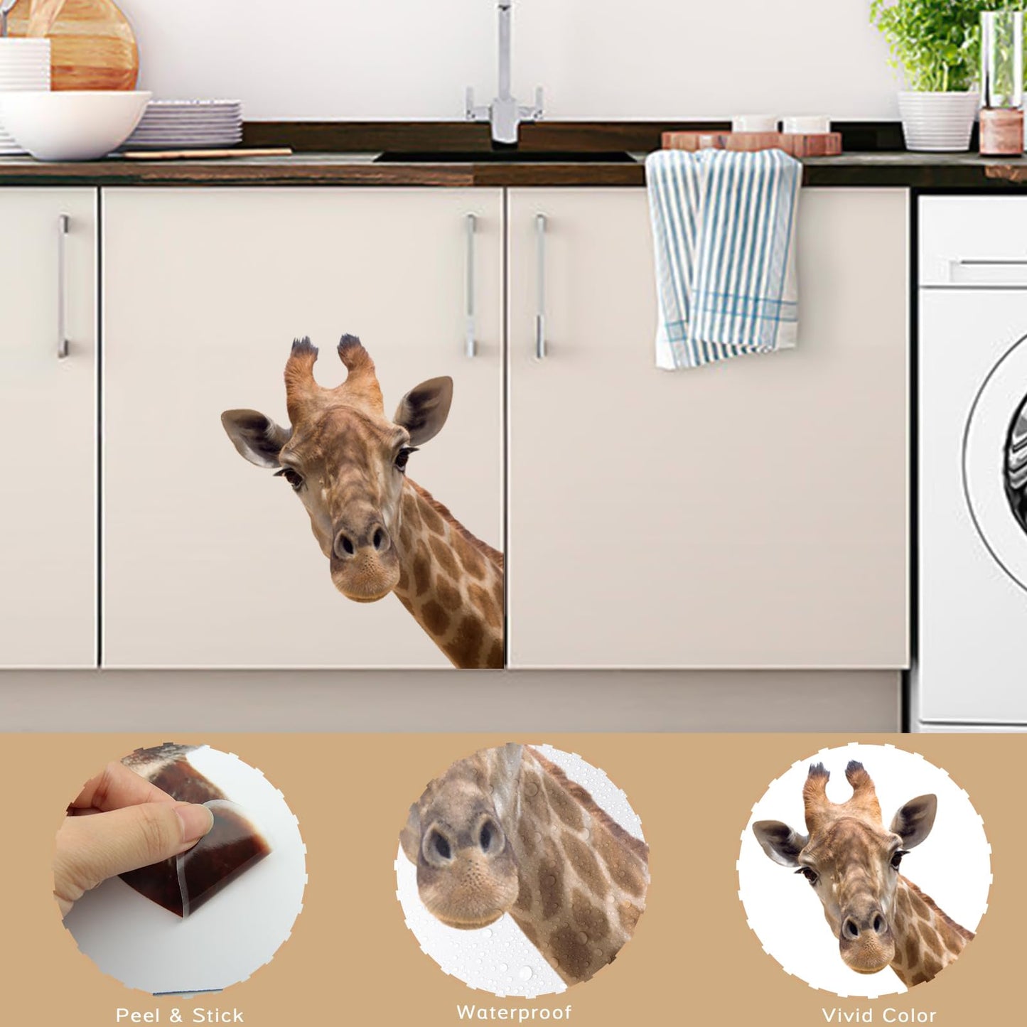 Cute Giraffe Wall Decal Peel and Stick Vinyl Safari Decal Funny Gift for Friends Kids Room Wall Window Decor Fridge Closet Sticker