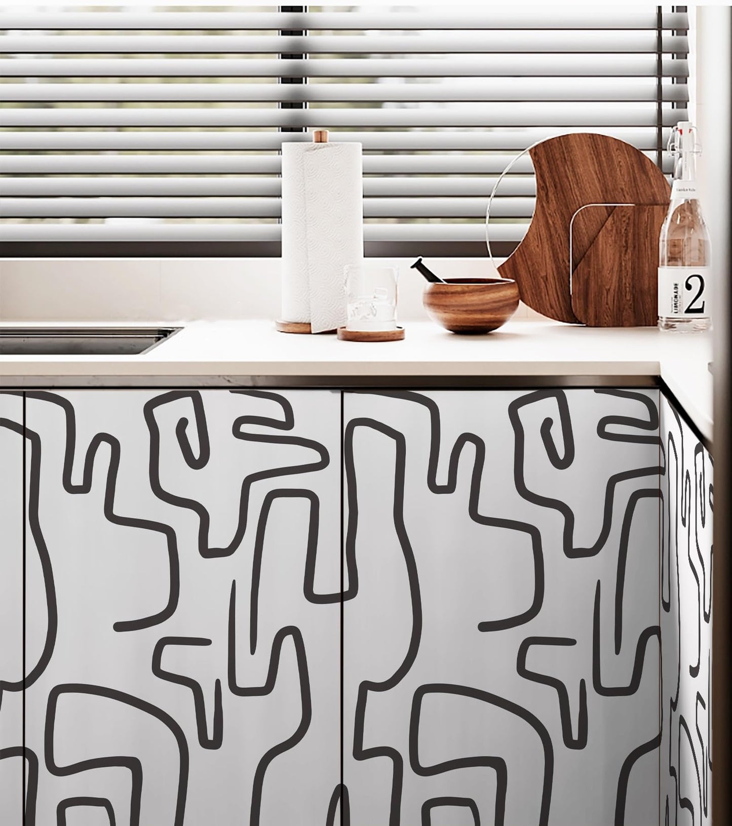 Ismoon 17.3"X118" Unique Black and White Peel and Stick Wallpaper Scribbles Wallpaper Modern Abstract Contact Paper Removable Self-Adhesive Wall Paper for Home Decoration Vinyl Film Roll