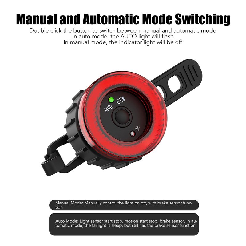 Sensing Tail Light, and Sensitive Brake LED Rear Light, USB Charging, IPX5, for Road Mountain Bikes