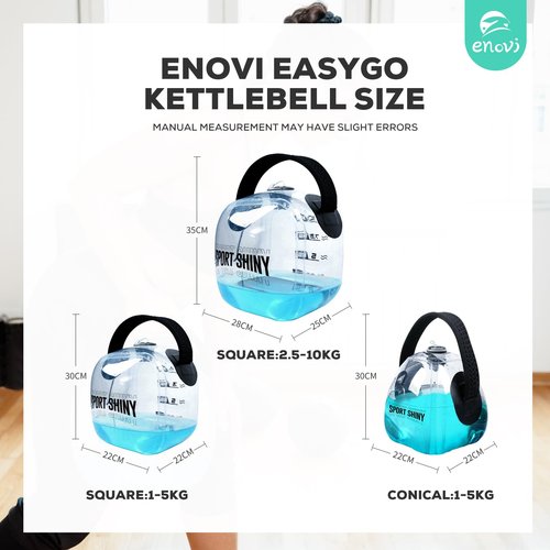 ENOVI EasyGo Kettlebells, Foldable Water-Filled Kettlebell, Adjustable Kettlebell (Pyramid, 2-11LB)
