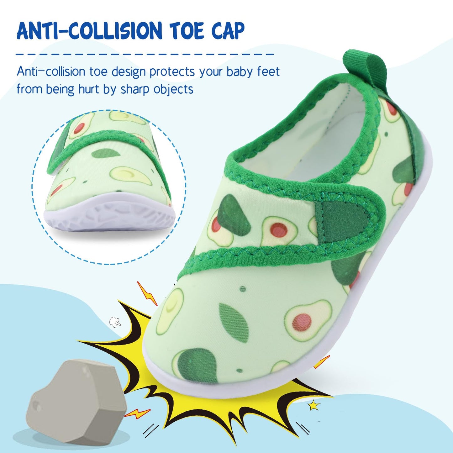 LeIsfIt Kids Water Shoes Toddler Girls Boys Swim Shoes Outdoor Quick-Dry Breathable Aqua Socks for Beach Pool Surf, Avocado, 1 Big Kid