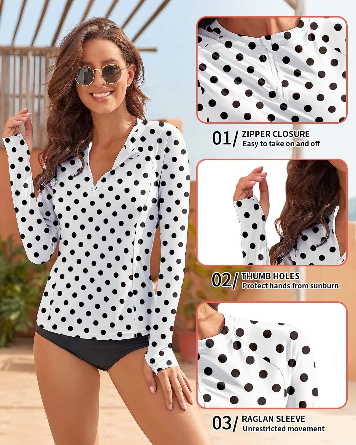 WOWENY Women’s Rash Guard Long Sleeve Swim Shirt - UPF 50 Sun Protection Swimsuit Top