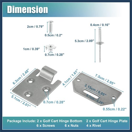 INFINAUTO 2 Set Golf Cart Seat Hinge Bottom and Plate for EZGO TXT Medalist Shuttle MPT Work Horse Gas and Electric Models 1994-Up Replace 71610-G01 71609-G01 Stylish Design