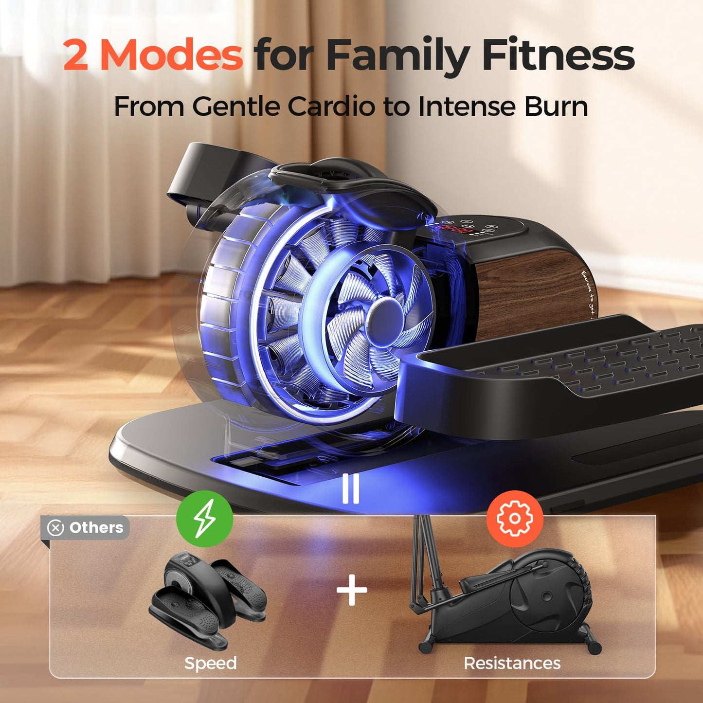 Under Desk Elliptical Machine,Motorized Elliptical for Seniors Fully Assembled with Remote Control, Compact and Portable,Dark Gray
