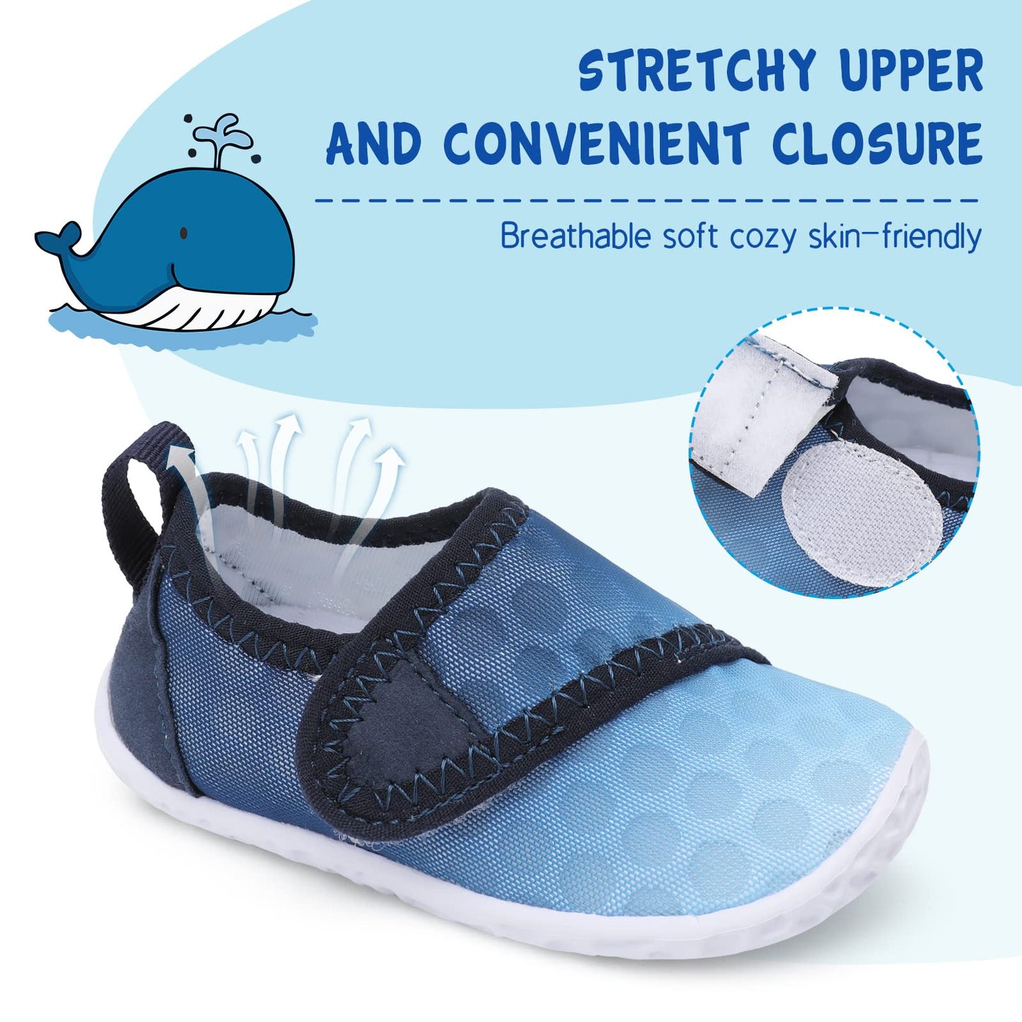 LeIsfIt Toddler Water Shoes Boys Girls Barefoot Aqua Socks Kids Breathable Quick-Dry Swim Shoes for Beach Pool Surf, Gradient Blue, 7 Toddler