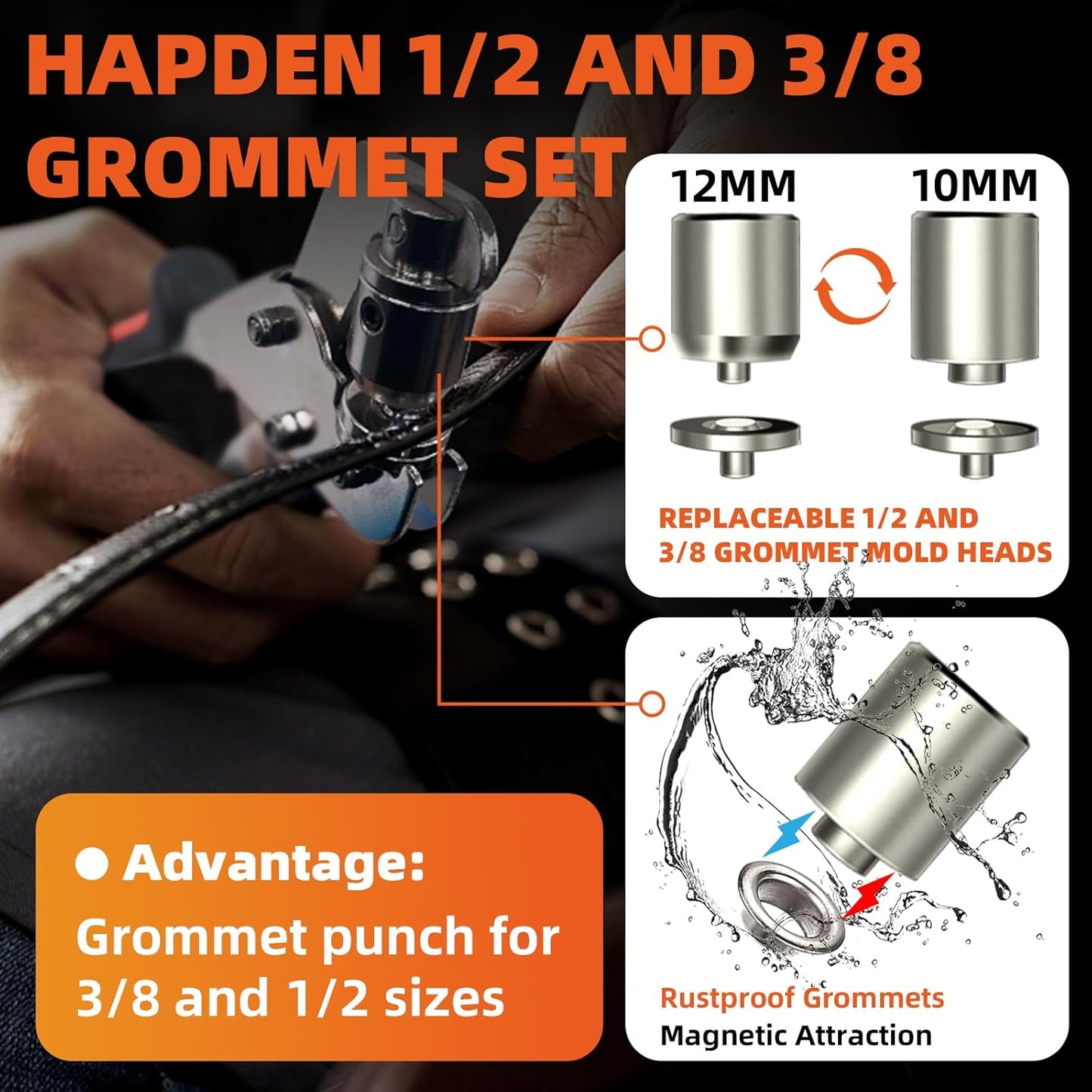 Heavy-Duty Grommet Kit for Tarp Repair - 200 10mm & 200 12mm Grommets + Tools