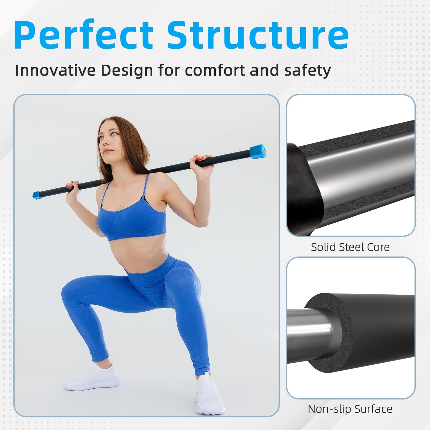 Signature Fitness Total Body Workout Weighted Bar Weighted Workout Bar Weighted Exercise Bar, 20-Pound