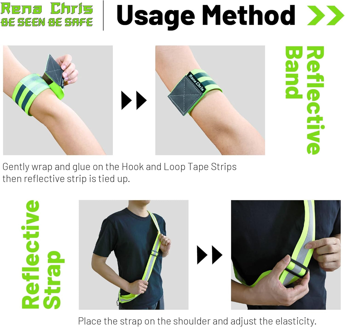 Rena Chris Reflective Running Gear - High Visibility Safety Sash & Belt for Night Jogging | Women's Dog Walking Gear