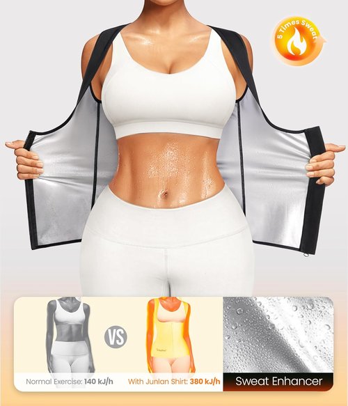 Junlan Sauna Suit | Women's Waist Trainer Vest - Sweat Tank Top Shaper with Zipper