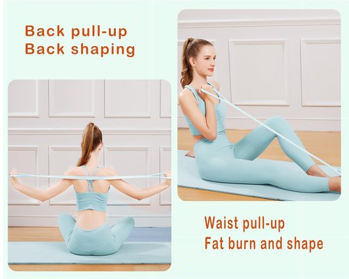 Figure 8 tensioner Gym Equipment Elastic Yoga Band Elastic Exercise Bands Workout Bands Resistance Bands for Working Out Yoga Elastic Band Miss Household Silica Gel Accessories (Light-Blue)