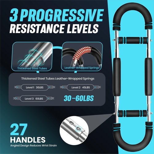 DUNOXA Chest Workout Equipment - Twister Arm Trainer, 30/45/60LB Fitness Equipment, Home Gym Accessories for Men & Women, Forearm Strengthener at Home Workout Equipment