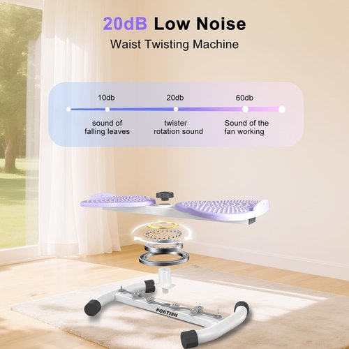 Waist Twister Ab Machine, 300 lbs Weight Capacity, Adjustable Ab Twister Board with Foot Massage for Belly Fat Loss, Noiseless Home Gym Equipment for Women/Men (Purple)