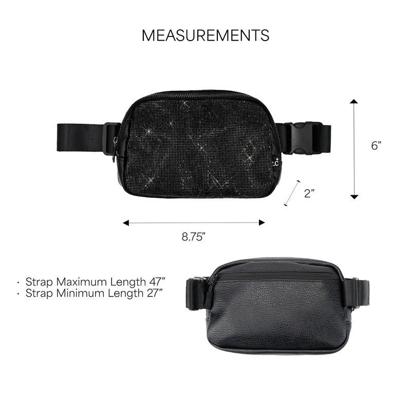C.C Rhinestone Fanny Pack – Sparkly Waist Bag for Women, Crossbody Belt Bag with Adjustable Strap (Rhinestone - Silver)
