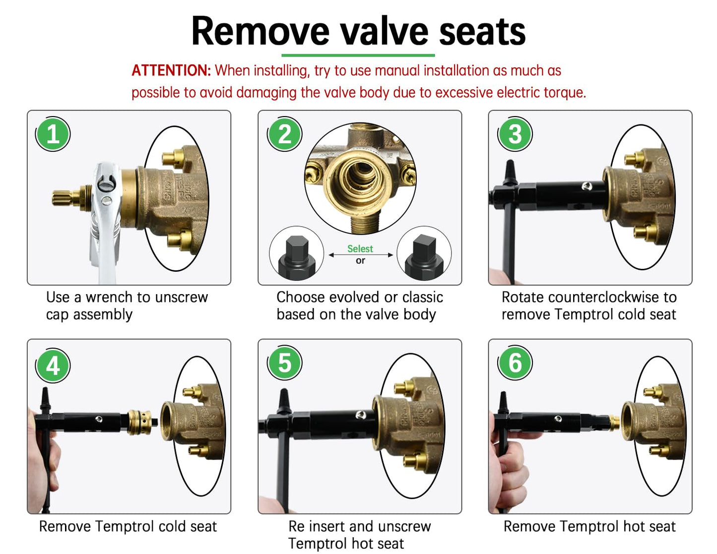 Upgraded Extractor Tool for Symmons Temptrol Valves, Set Includes Extractors Classic & Evolve,Diverter,Drill,Manual&Power Wrench Removal Rebuild Shower Set Kit,Tool Removes Hot Cold Seats,Alloy Steel