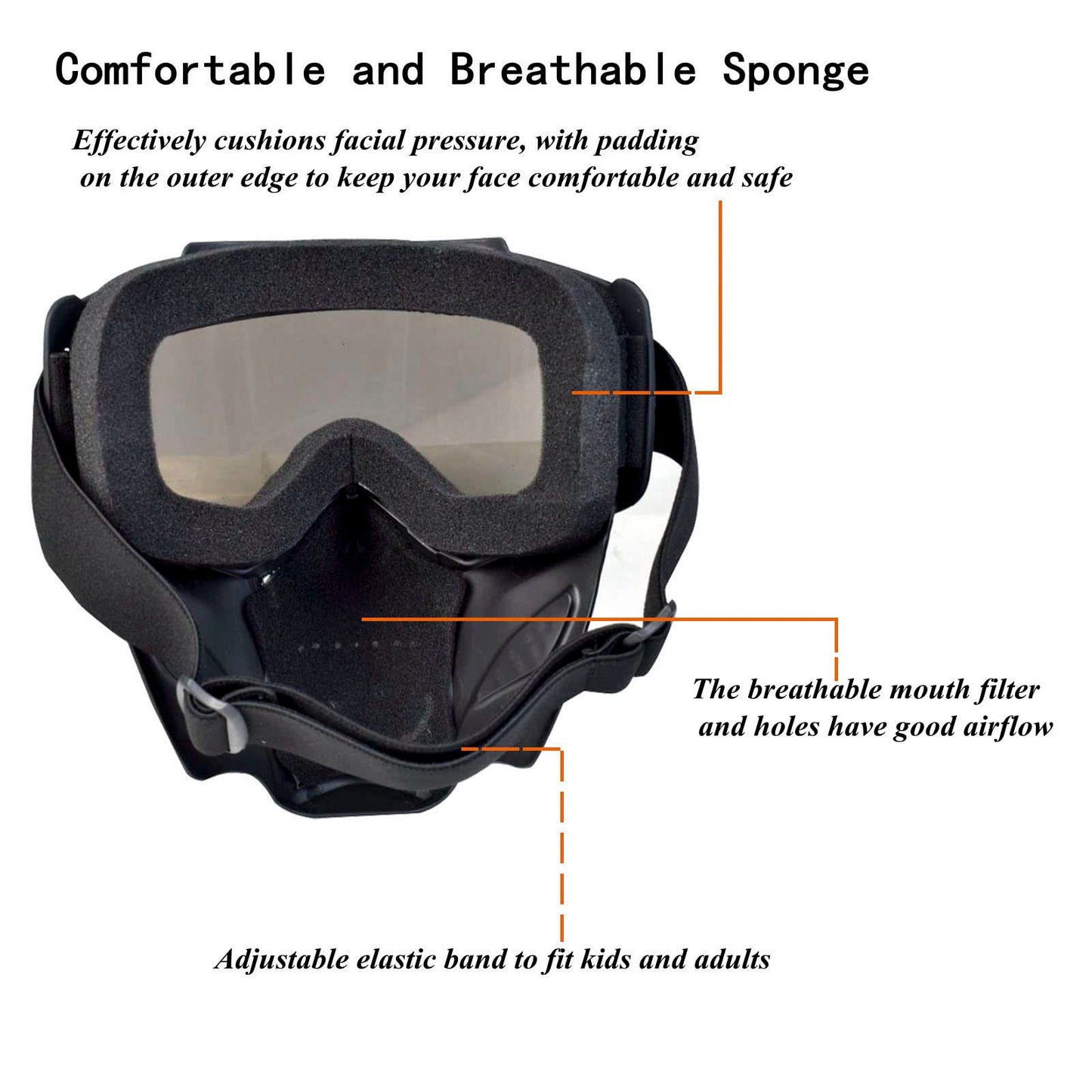 Airsoft Mask Full Face and Detachable Anti Fog Airsoft Goggles Eye Protection and Tactical Airsoft Fast Helmet Adjustable knob for Teenagers and Adults (Black Lens)