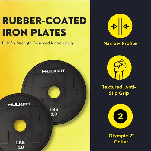 HulkFit Adjustable Rubber Coated Steel Dumbbell Weight Change Plates for Weightlifting and Strength Training (10lbs, Pair)