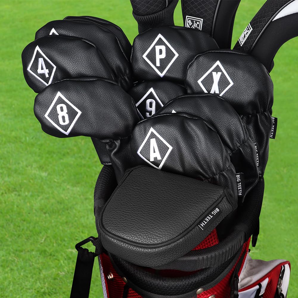 Big Teeth Golf Mallet Putter Cover Headcover Club Protector Magnetic Closure Don't FIT Iron Material Putter for Scotty Cameron Taylormade Odyssey 2 Ball Club (Black)
