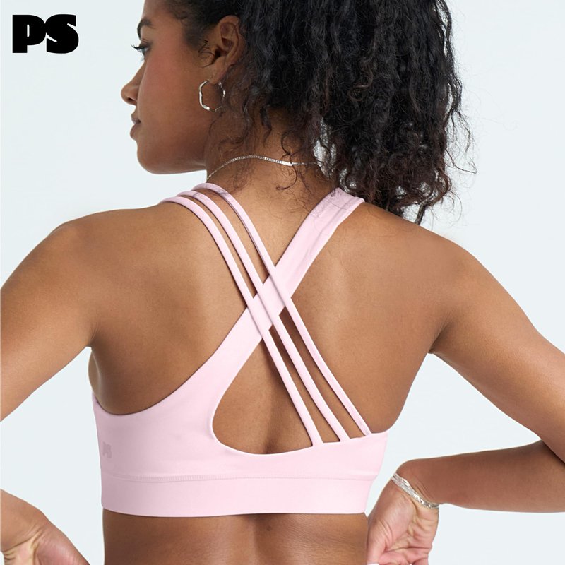 POPSUGAR Sports Bra for Women, Criss-Cross Back Padded Strappy Yoga Bra Workout Tops with Medium Support and Removable Cups Blossom, Medium