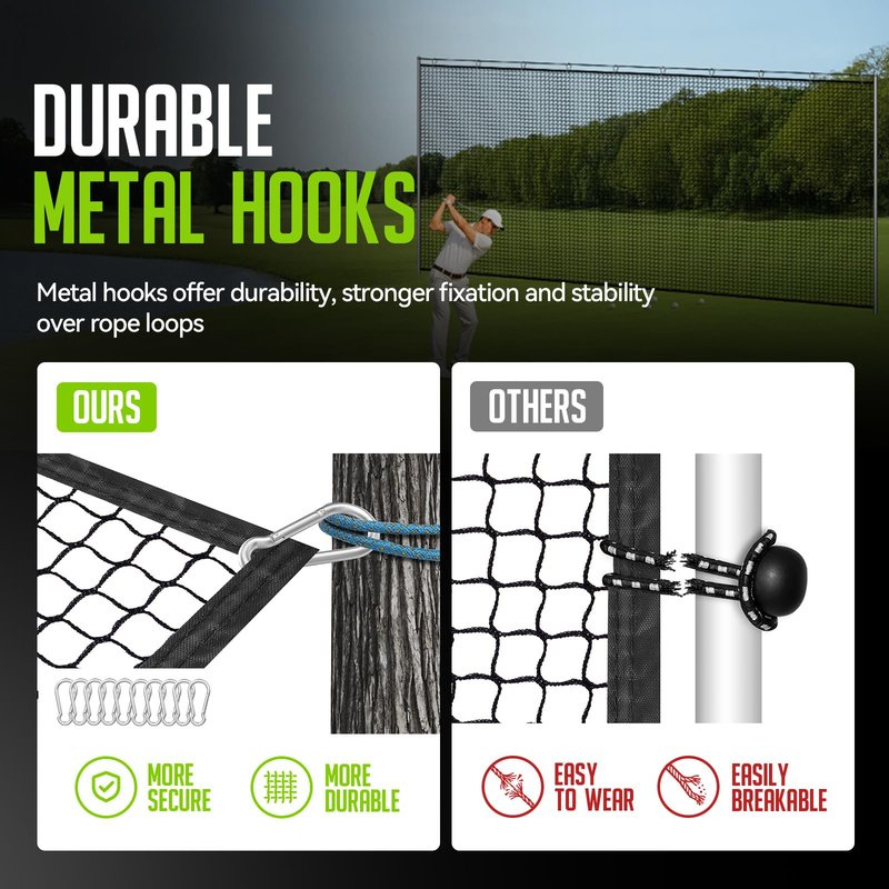 ZEALFEEL Golf Net for Backyard, 10 x 20Ft Heavy Hitting Net for Golf, Baseball, Hockey, Soccer, Durable and Portable, Double Finished Seam, Sports Net Barrier Net with Carry Bag Indoor Outdoor Use