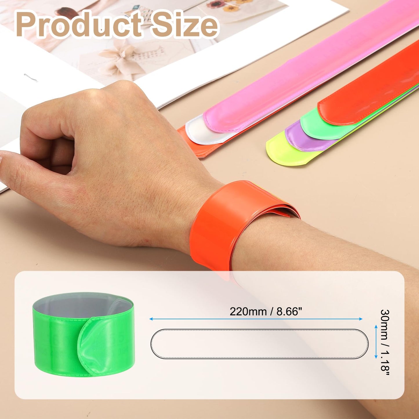 PATIKIL 22cm Reflective Bands, 12pcs Reflective Arm Bands Straps Wrist Reflective Running Gear Safety Reflective Straps Bracelets High Visibility for Night Walking Bicycle, Green