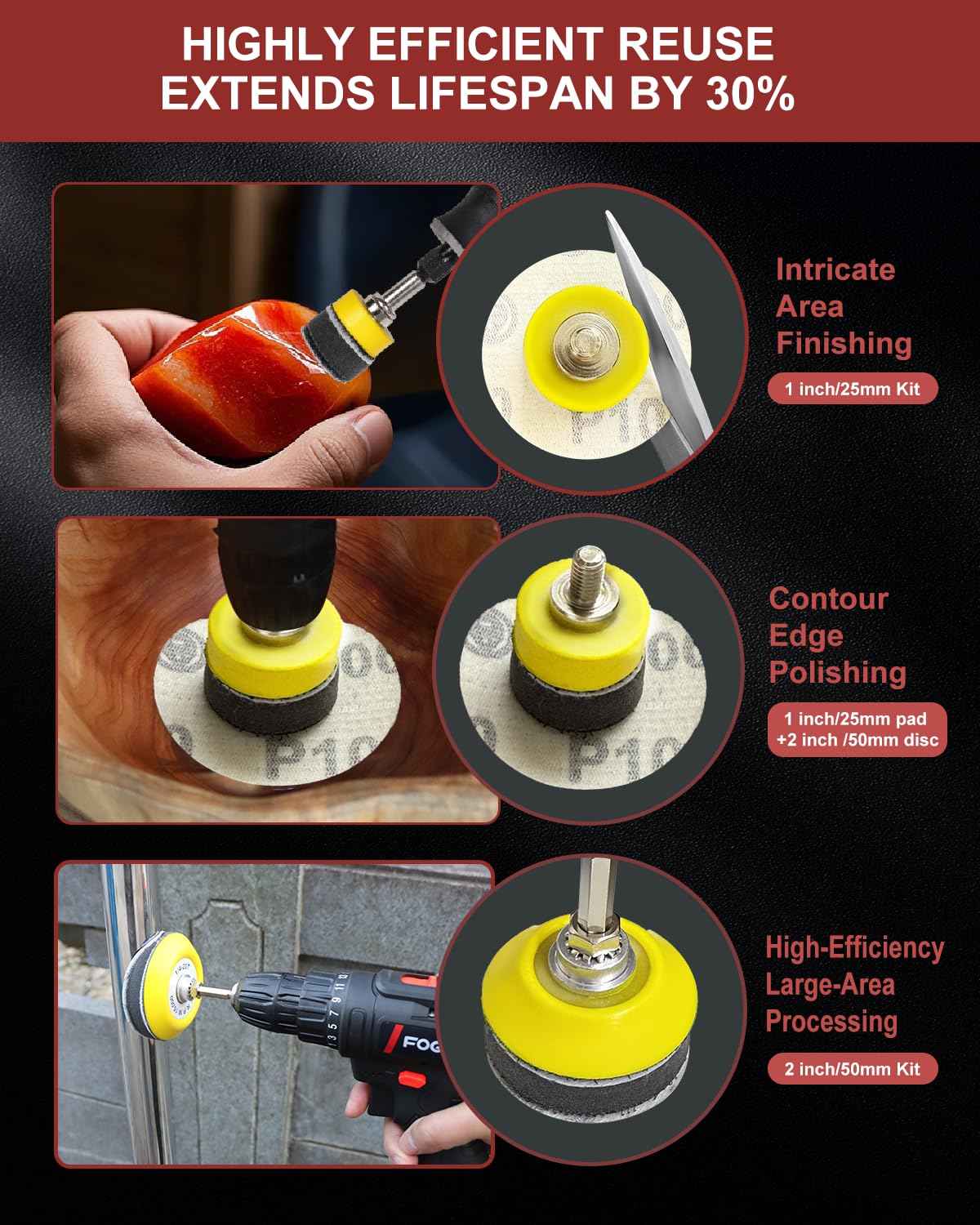 250PCS 2 Inch Sanding Discs for Drill Sander Attachment, 80 to 3000 Grit Hook and Loop Sandpapers Polishing Pads for Dremel Drill Bits Die Grinder, Sanding Wheel Kit for Car Furniture Metal Wood