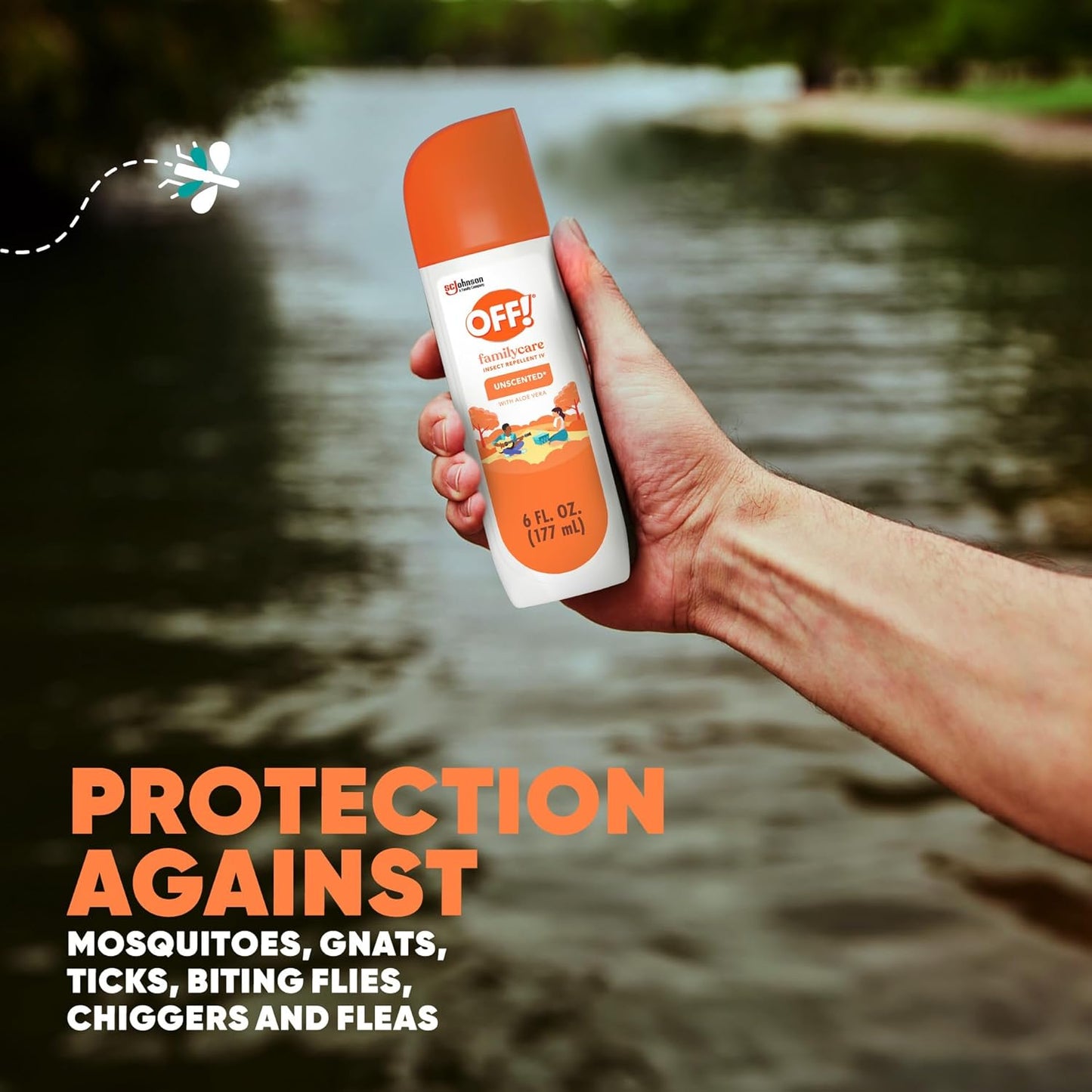 OFF! FamilyCare Insect & Mosquito Repellent Spritz - Unscented Bug Spray with Aloe Vera, 6 oz
