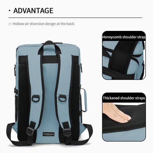 JYColofex color design tennis mountain climbing travel backpack, independent shoe compartment for sports and fitness, waterproof 15.6-inch computer bag large (A-) (Grey water blue)