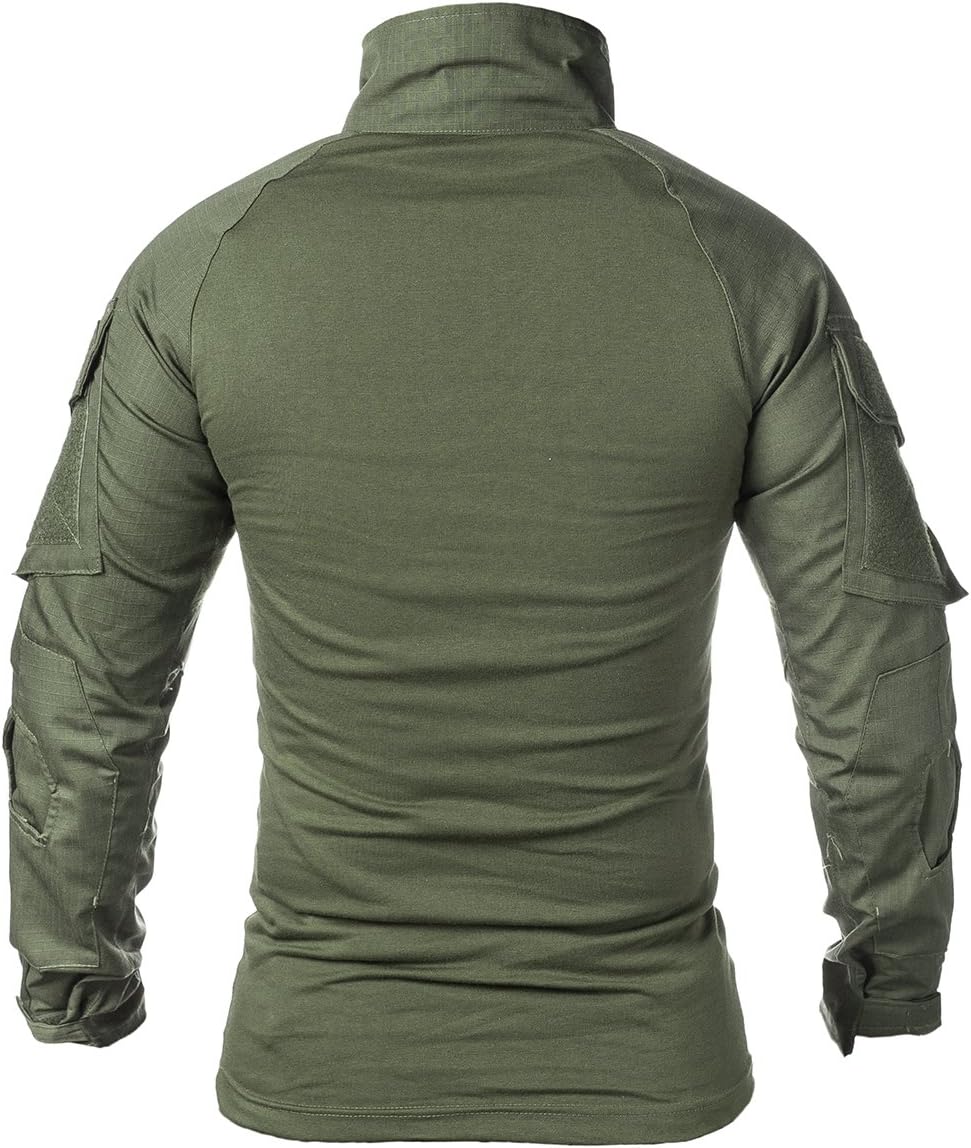 ReFire Gear Men's Tactical Camo Long Sleeve Shirt - Slim Fit with 1/4 Zipper for Comfort