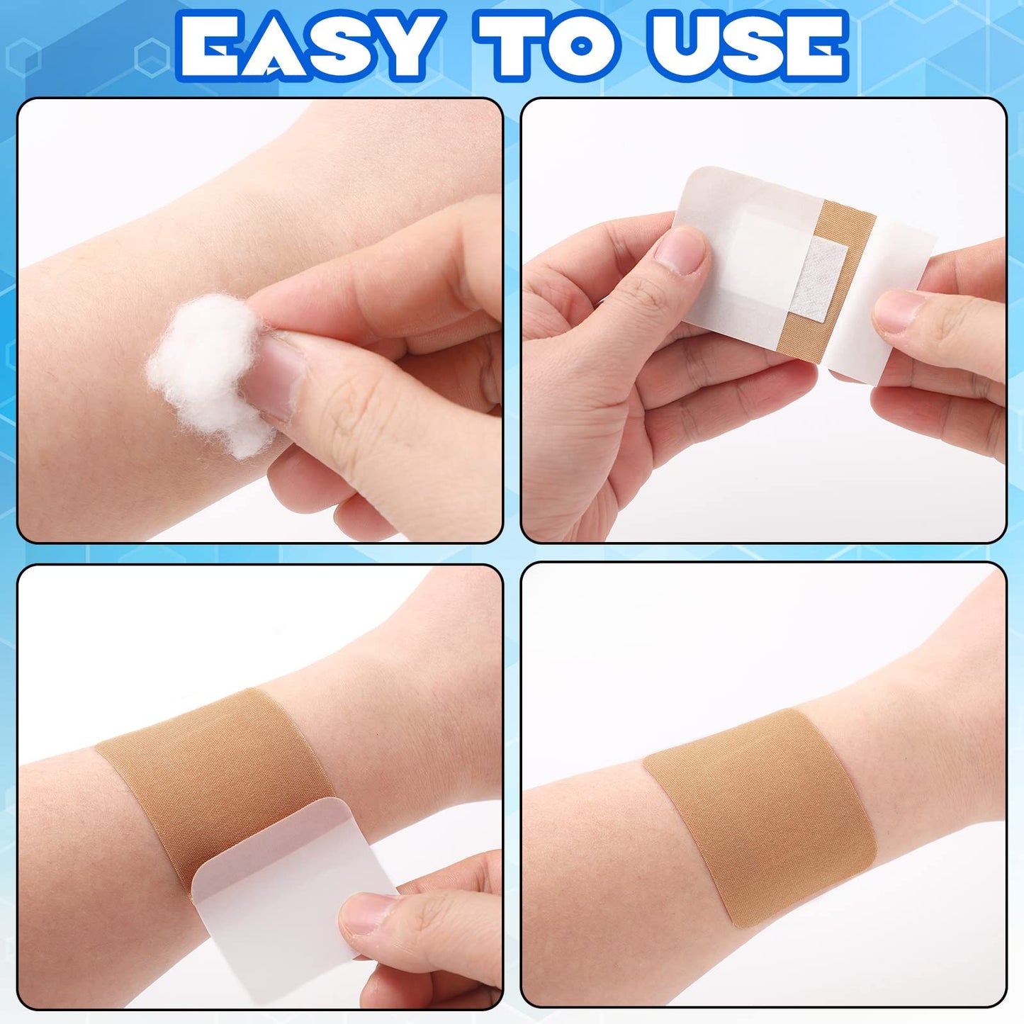 Marsui 100 Pcs Large Adhesive Bandages 2 x 3 Inch Wound Care Supplies Fabric Adhesive Strip Patch Waterproof Fabric Flexible Bandage Wrap Gauze Pads for Skin Care and Protect Wounds
