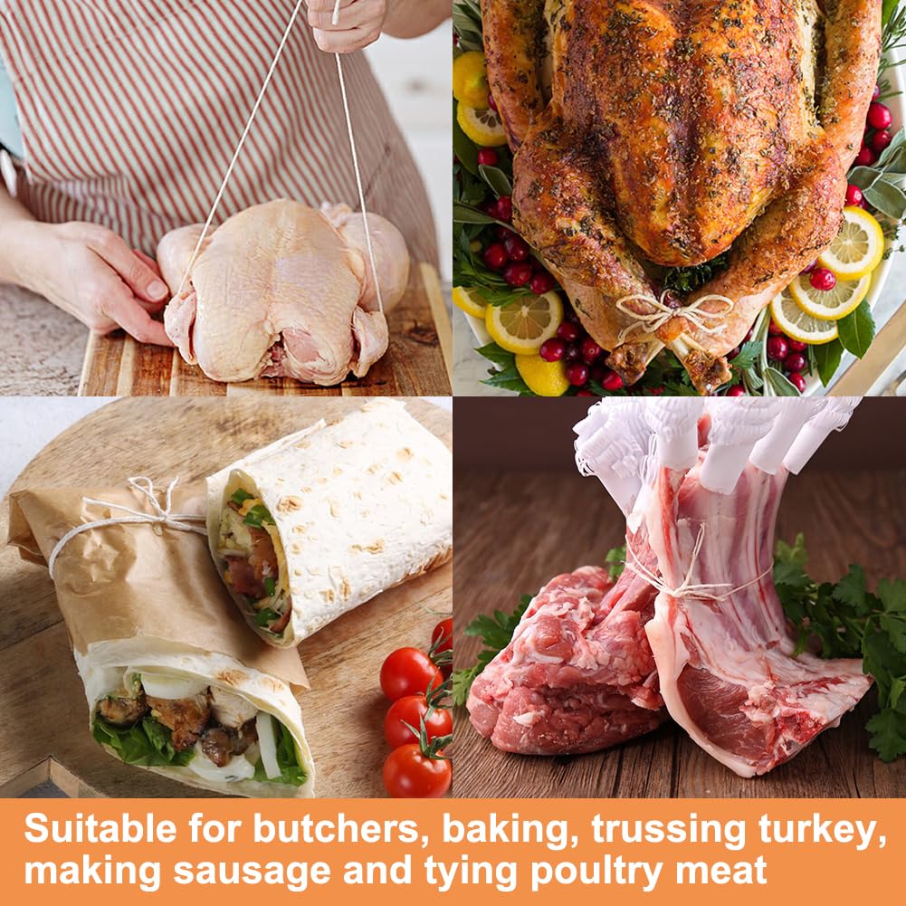 Vivifying Butchers Twine, 656 Feet 2mm Food Safe Cotton Bakers String for Tying Meat, Trussing Turkey, Making Sausage, Roasting, Cooking and Packing(Beige)