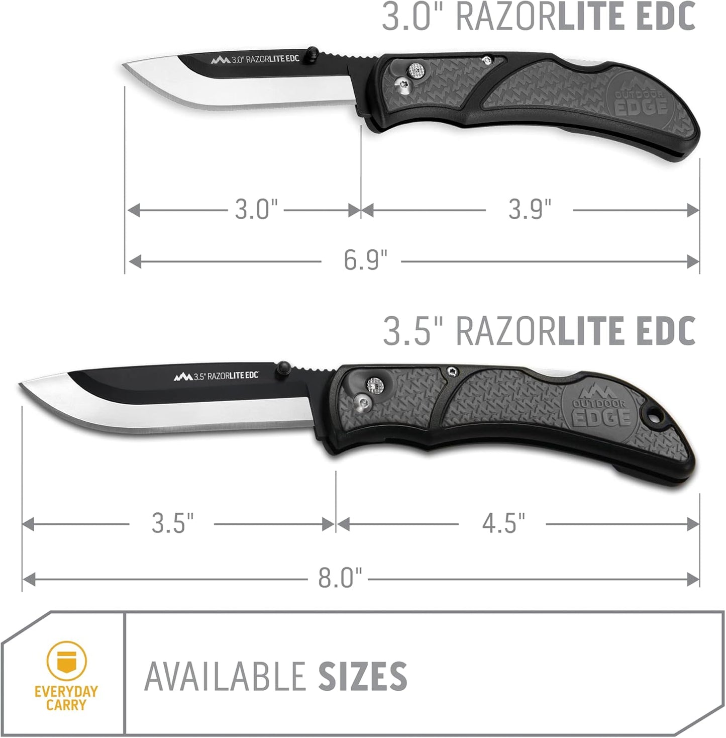 RazorLite EDC Pocket Knife 3.5” - Obsidian Black, Replaceable Blades & Clip for Camping, Hunting, Survival