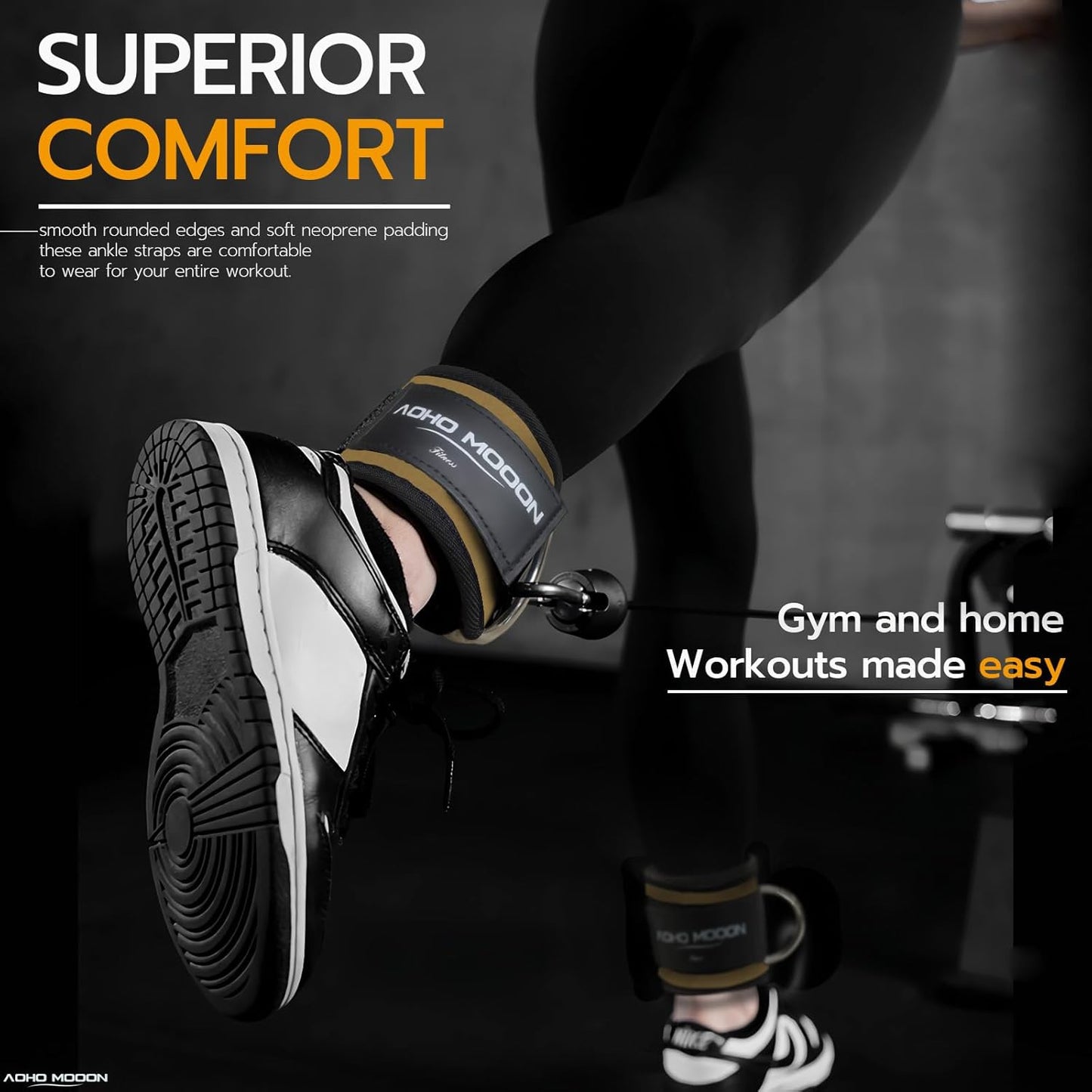 Skiennix Adjustable Ankle Straps - Comfortable Leg Straps for Cable Machines | One Size Fits All