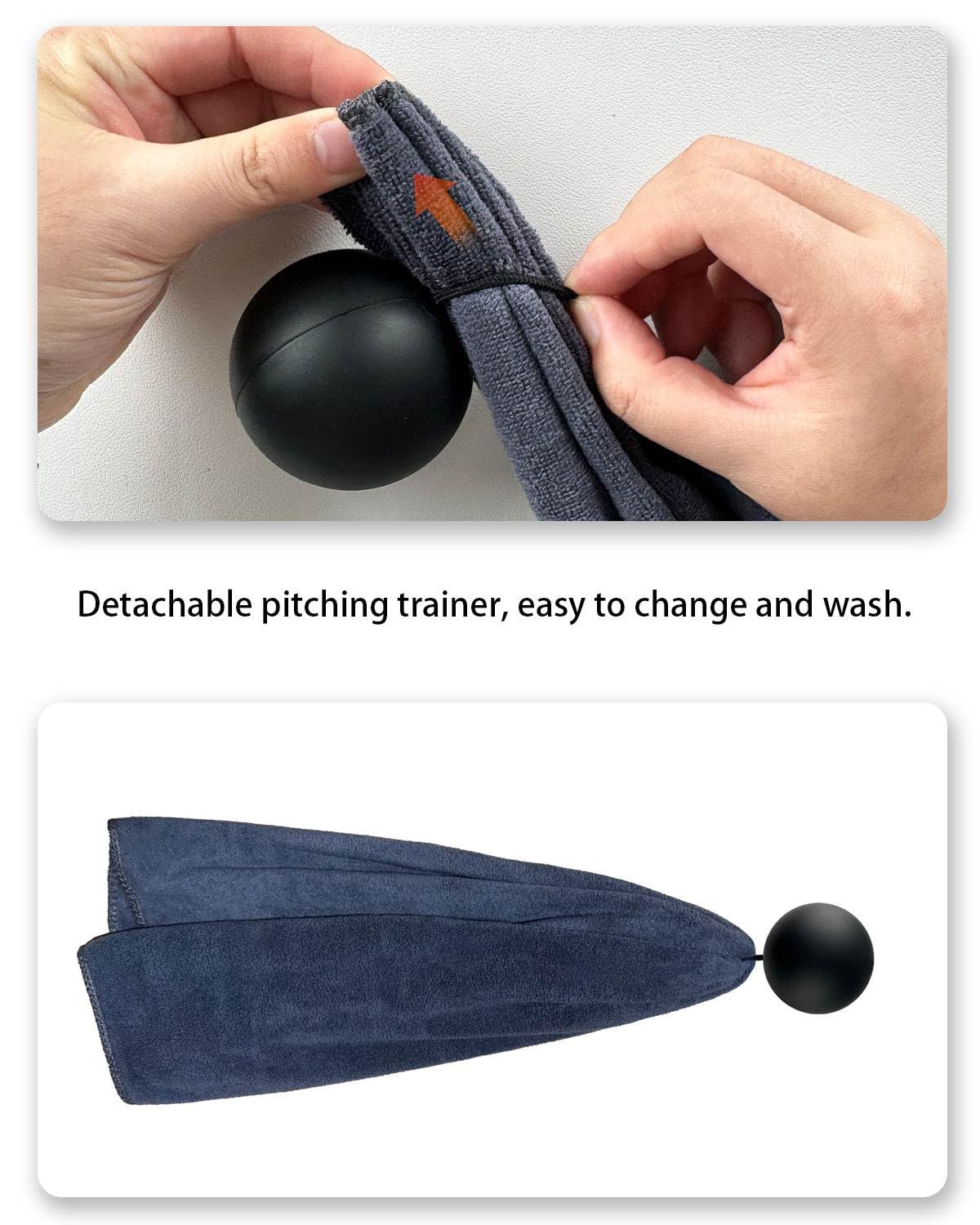 FEYRUN Baseball Pitching Towel Trainer for Fastball, Changeup, Curveball Precision and Power, Portable Versatile Drill Tool for Consistent Form and Performance Improvement (Black)